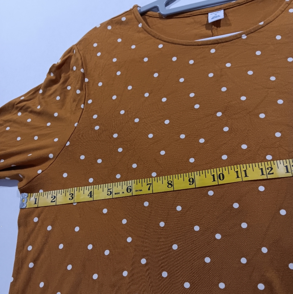 Old Navy (Size XL) Mustard Yellow & White Polka Dot Long Sleeve Shirt Dress - Picture 7 of 12